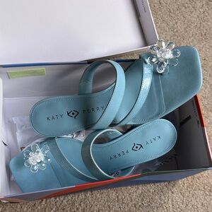 Katy Perry Collections Light Blue Sandals with Clear Floral Detail